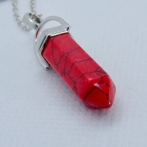 Hot Topic Red Howlite Hexagonal Chakra Pendant Necklace